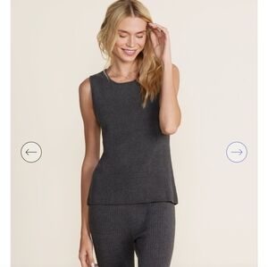 Barefoot Dreams Cozychic Ultra Lite Ribbed Tank Top Grey Size L NWT